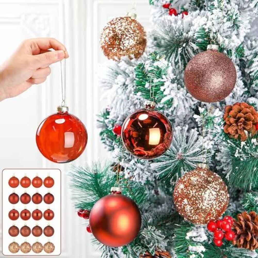 Set of 20 Glass Tan Tones Christmas Ornaments NEW